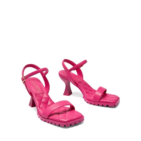 [Wonder Cloud] Athena Square Toe High Stiletto Heel Sandals - HOT PINK - 4